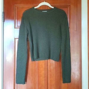 Sweater Crop, Size L, Army Green, NWOT!